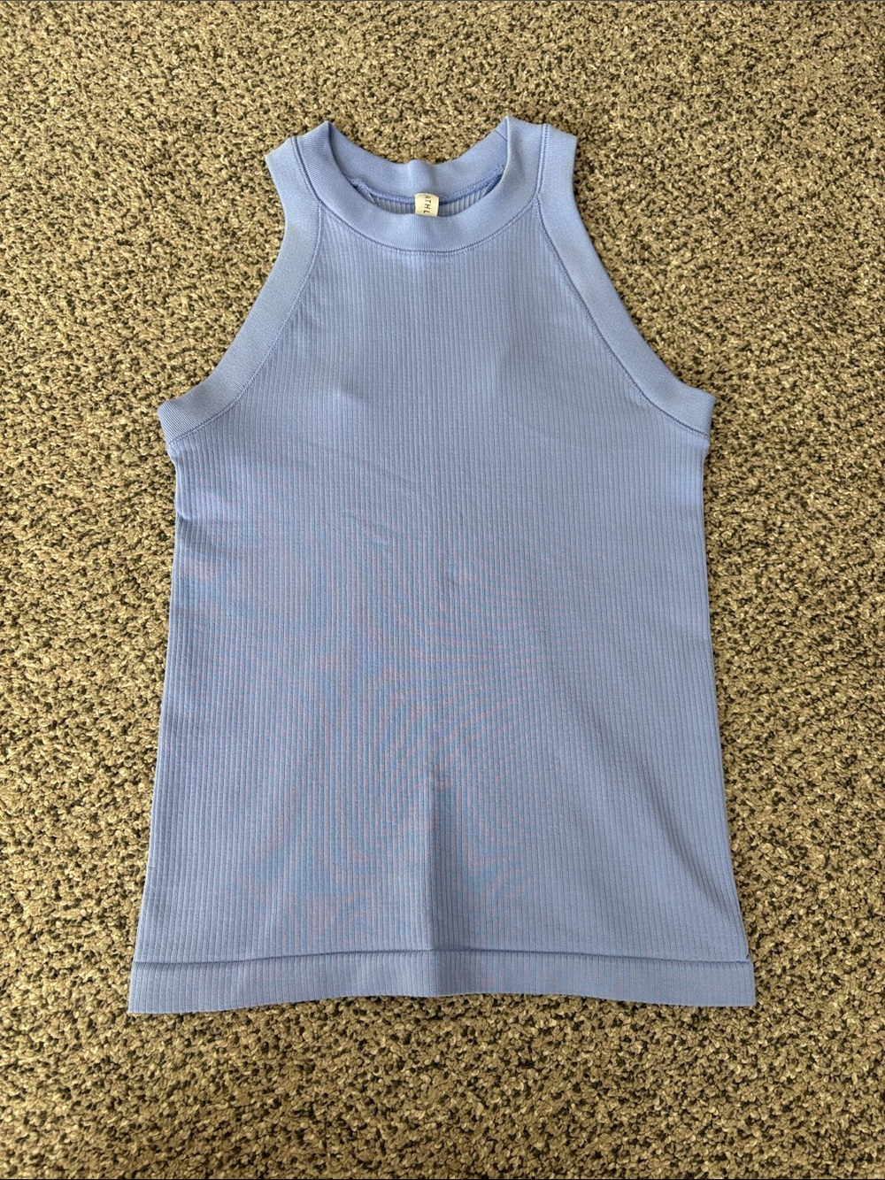 Athleta Ribbed High-Neck Tank in Light Periwinkle